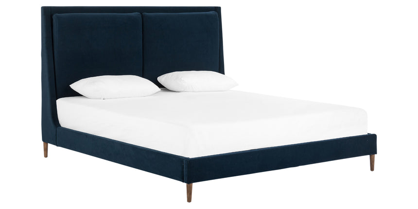 Modern Velvet Ink Fabric with Distressed Natural Parawood (King Size) | Potter Bed | Valley Ridge Furniture