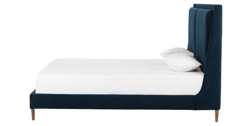 Modern Velvet Ink Fabric with Distressed Natural Parawood (King Size) | Potter Bed | Valley Ridge Furniture