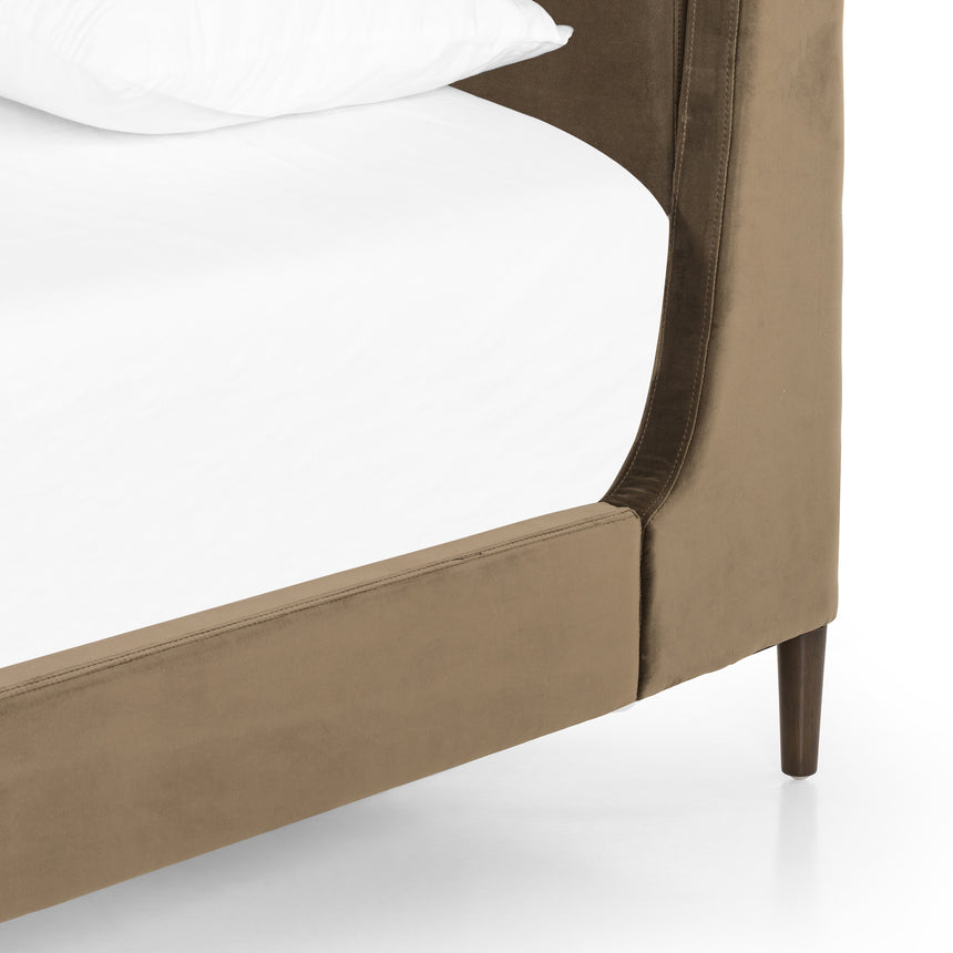 Surrey Olive Fabric with Burnt Oak (King Size) | Potter Bed | Valley Ridge Furniture