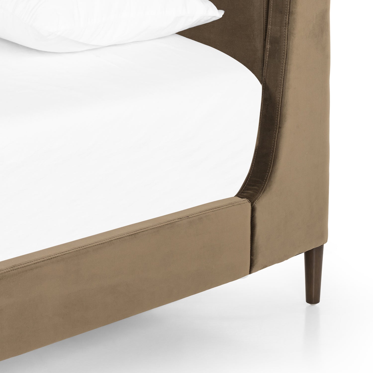 Surrey Olive Fabric with Burnt Oak (King Size) | Potter Bed | Valley Ridge Furniture
