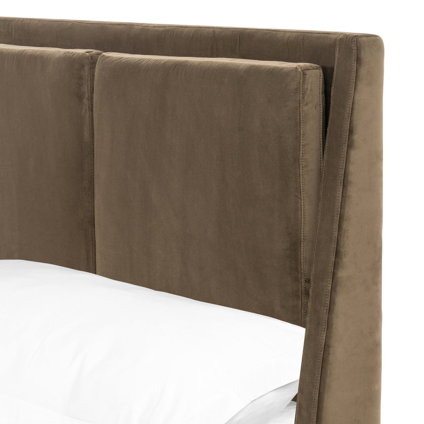 Surrey Olive Fabric with Burnt Oak (Queen Size) | Potter Bed | Valley Ridge Furniture