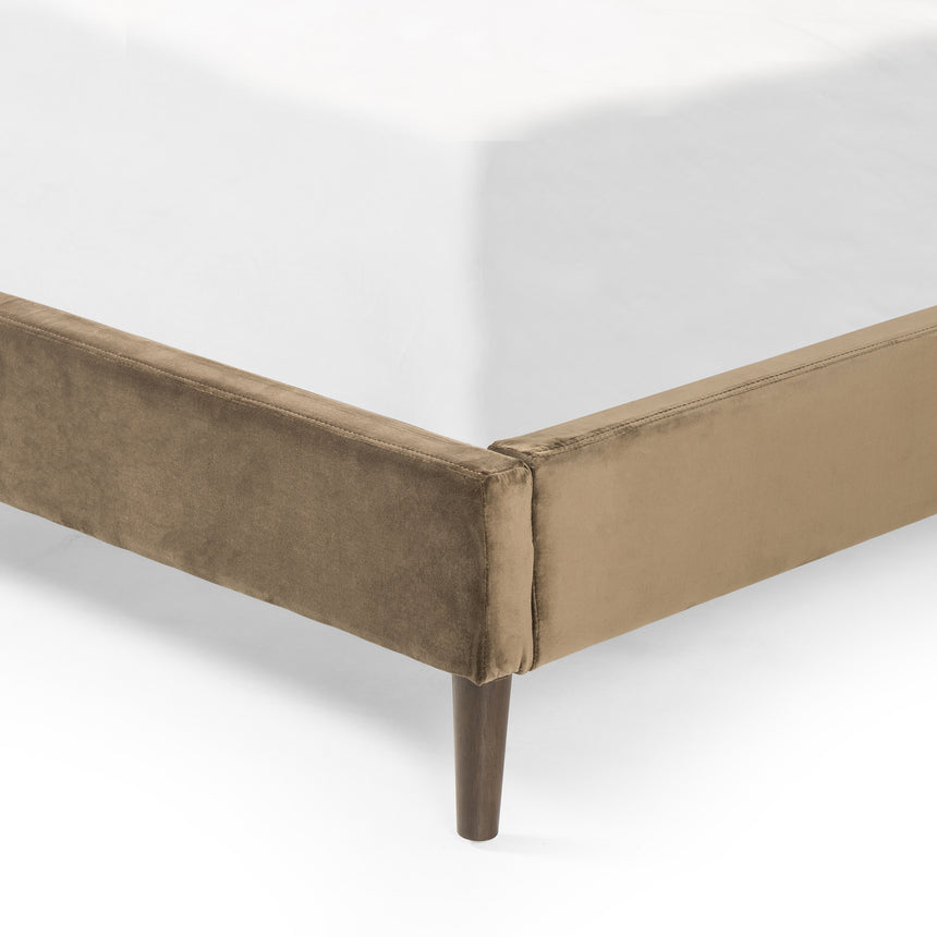 Surrey Olive Fabric with Burnt Oak (Queen Size) | Potter Bed | Valley Ridge Furniture