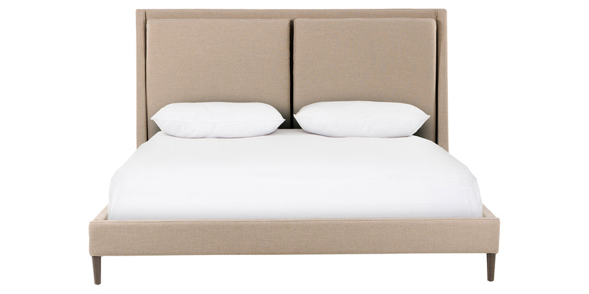 Antwerp Taupe Fabric with Burnt Oak (King Size) | Potter Bed | Valley Ridge Furniture