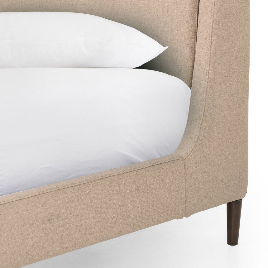 Antwerp Taupe Fabric with Burnt Oak (Queen Size) | Potter Bed | Valley Ridge Furniture