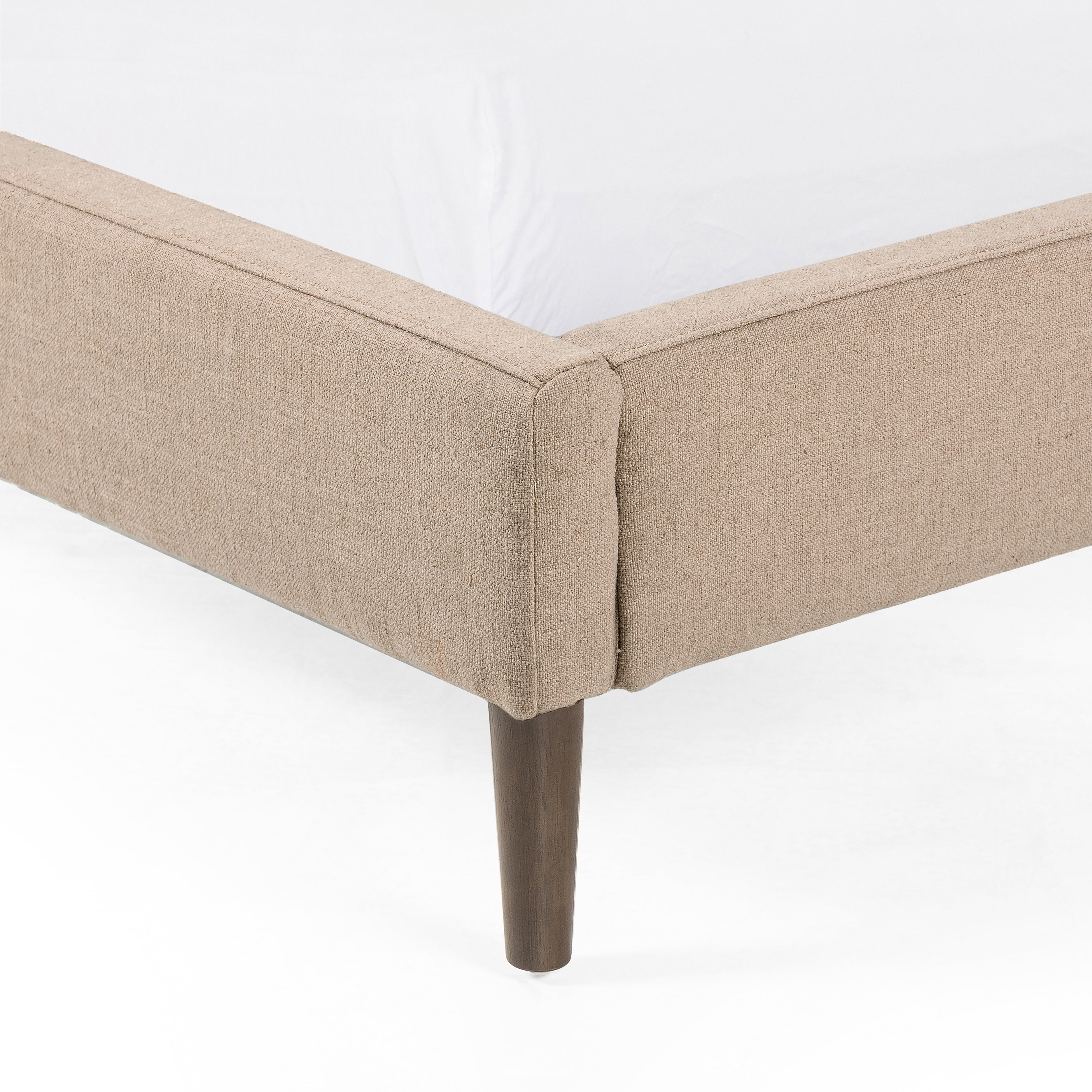 Antwerp Taupe Fabric with Burnt Oak (Queen Size) | Potter Bed | Valley Ridge Furniture