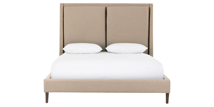 Antwerp Taupe Fabric with Burnt Oak (Queen Size) | Potter Bed | Valley Ridge Furniture