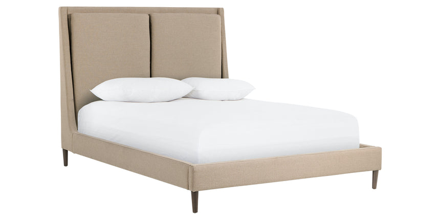 Antwerp Taupe Fabric with Burnt Oak (Queen Size) | Potter Bed | Valley Ridge Furniture