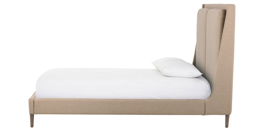 Antwerp Taupe Fabric with Burnt Oak (Queen Size) | Potter Bed | Valley Ridge Furniture