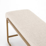 Thames Cream Fabric with Polished Brass Stainless Steel | Sled Bench | Valley Ridge Furniture