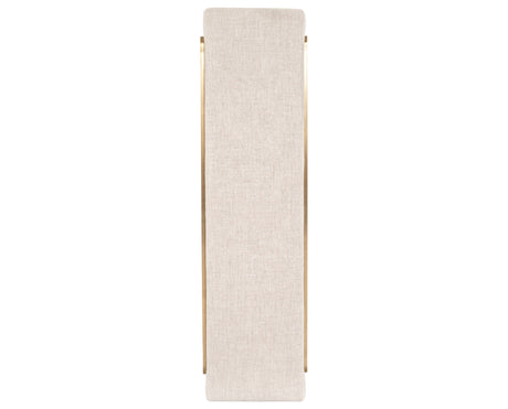 Thames Cream Fabric with Polished Brass Stainless Steel | Sled Bench | Valley Ridge Furniture