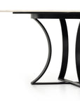 Polished White Marble with Dark Kettle Black Iron (60in Size) | Gage Dining Table | Valley Ridge Furniture