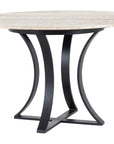 White Travertine with Dark Kettle Black Iron (48in Size) | gage Dining Table | Valley Ridge Furniture