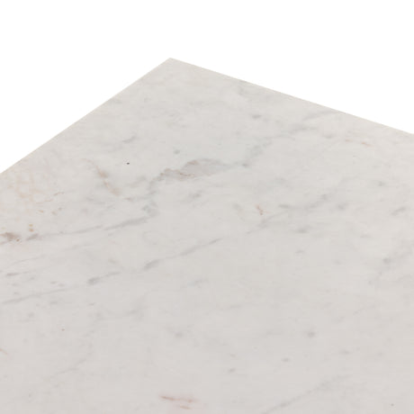 Polished White Marble with Matte Black Iron | Olivia Square Coffee Table | Valley Ridge Furniture