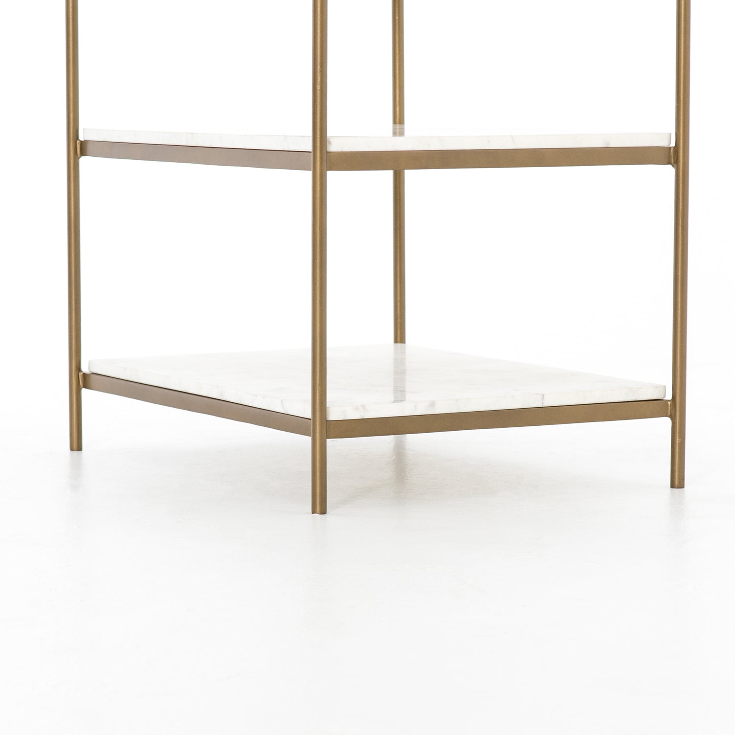 Polished White Marble with Antique Brass Iron | Felix Nightstand | Valley Ridge Furniture