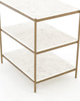 Polished White Marble with Antique Brass Iron | Felix Nightstand | Valley Ridge Furniture