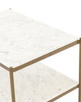 Polished White Marble with Antique Brass Iron | Felix Nightstand | Valley Ridge Furniture