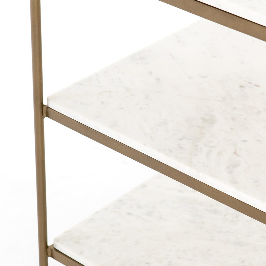 Polished White Marble with Antique Brass Iron | Felix Nightstand | Valley Ridge Furniture