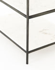 Polished White Marble with Hammered Grey Iron w/Clear Powder Coat | Felix Nightstand | Valley Ridge Furniture