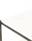 Polished White Marble with Hammered Grey Iron w/Clear Powder Coat | Felix Nightstand | Valley Ridge Furniture