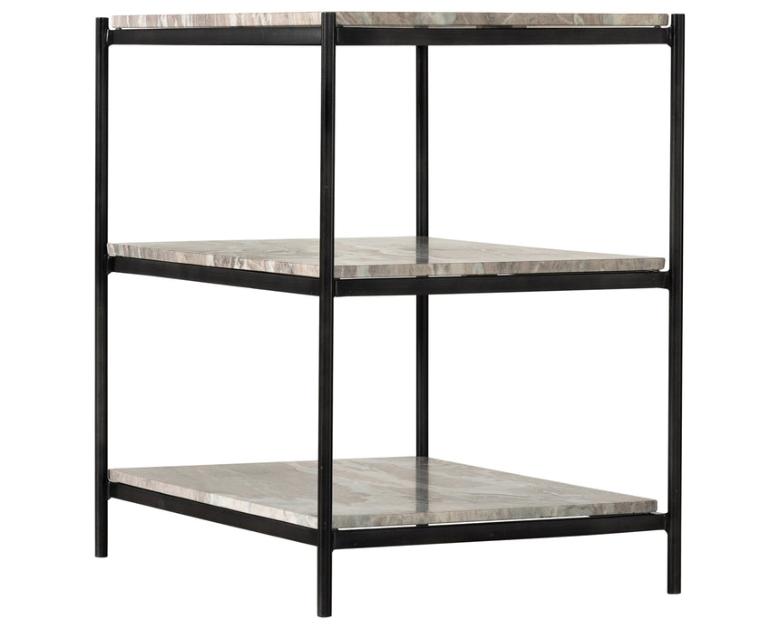 Canyon Marble with Hammered Grey Iron w/Clear Powder Coat | Felix Nightstand | Valley Ridge Furniture