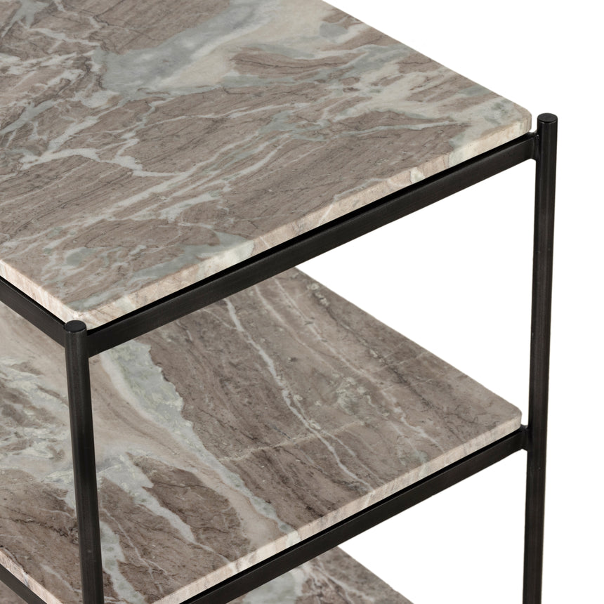 Canyon Marble with Hammered Grey Iron w/Clear Powder Coat | Felix Nightstand | Valley Ridge Furniture