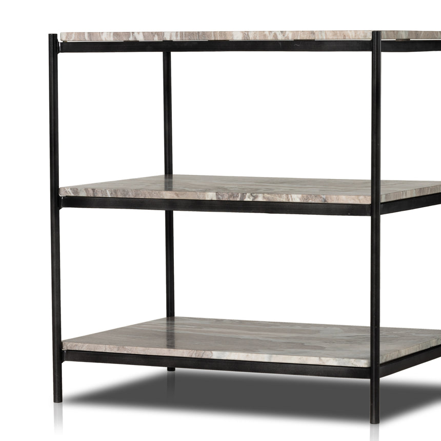 Canyon Marble with Hammered Grey Iron w/Clear Powder Coat | Felix Nightstand | Valley Ridge Furniture