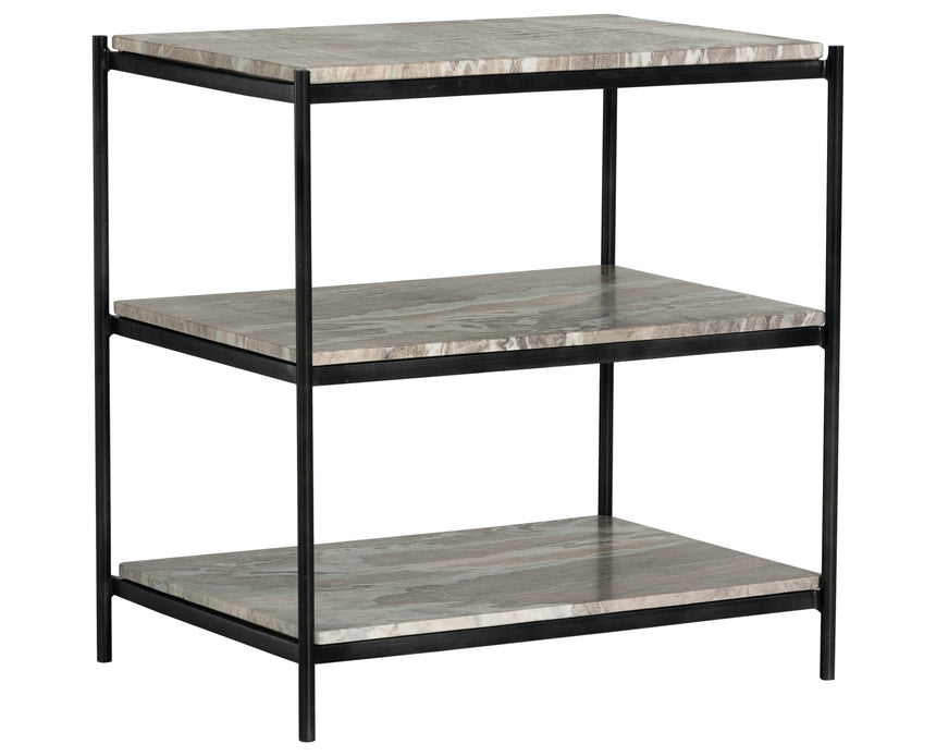Canyon Marble with Hammered Grey Iron w/Clear Powder Coat | Felix Nightstand | Valley Ridge Furniture