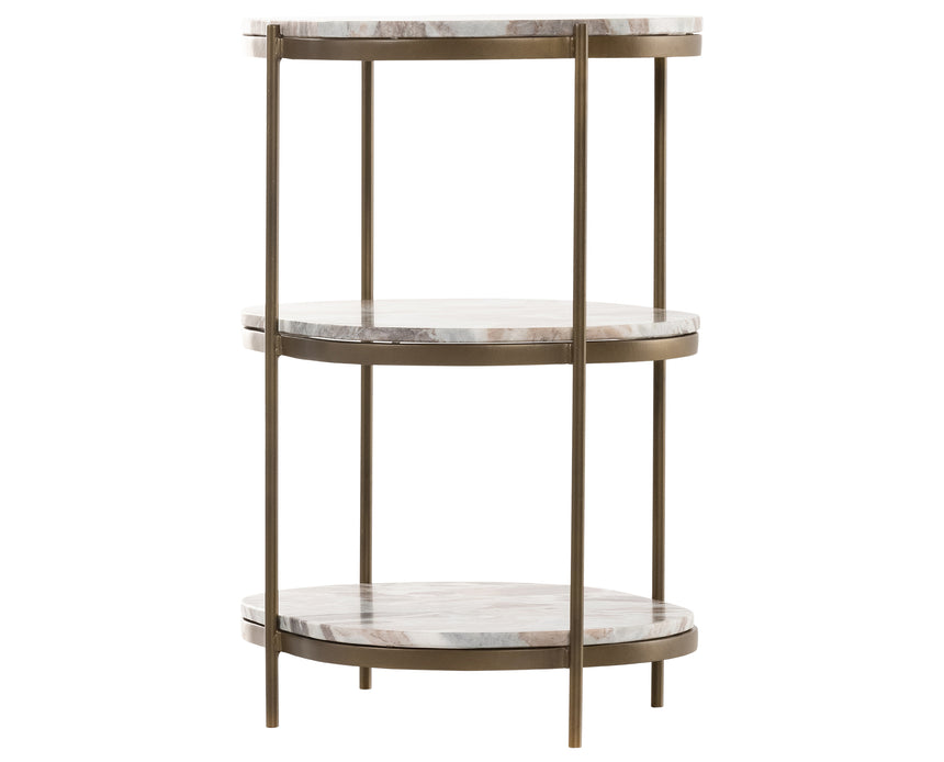Canyon Marble with Antique Brass Iron | Felix Oval Nightstand | Valley Ridge Furniture