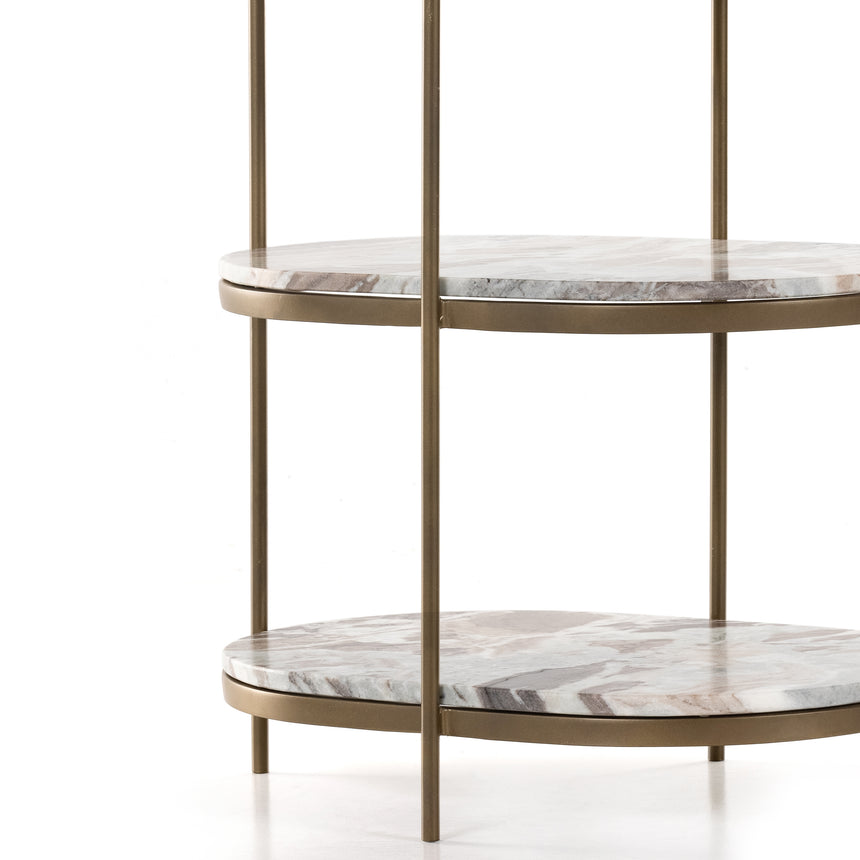 Canyon Marble with Antique Brass Iron | Felix Oval Nightstand | Valley Ridge Furniture