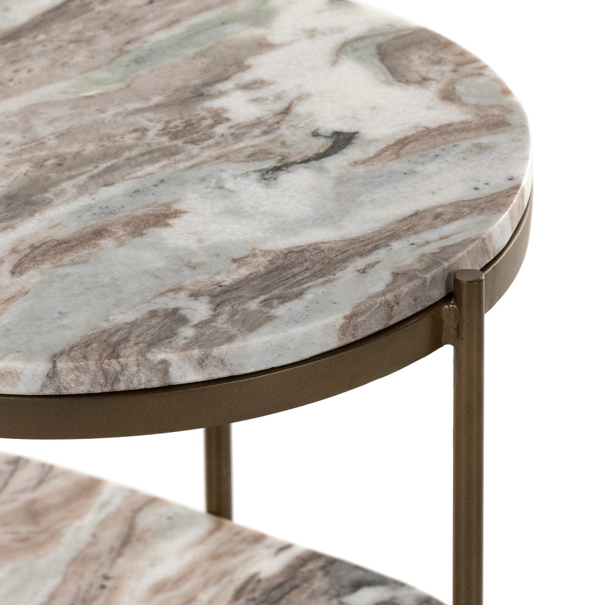 Canyon Marble with Antique Brass Iron | Felix Oval Nightstand | Valley Ridge Furniture