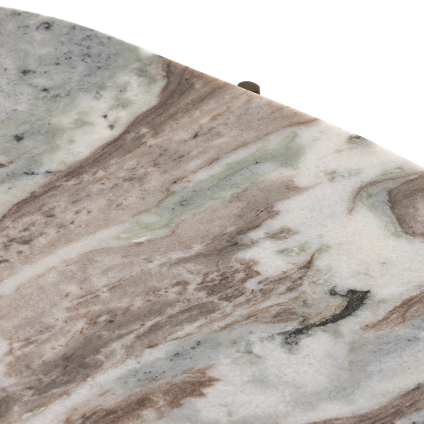Canyon Marble with Antique Brass Iron | Felix Oval Nightstand | Valley Ridge Furniture