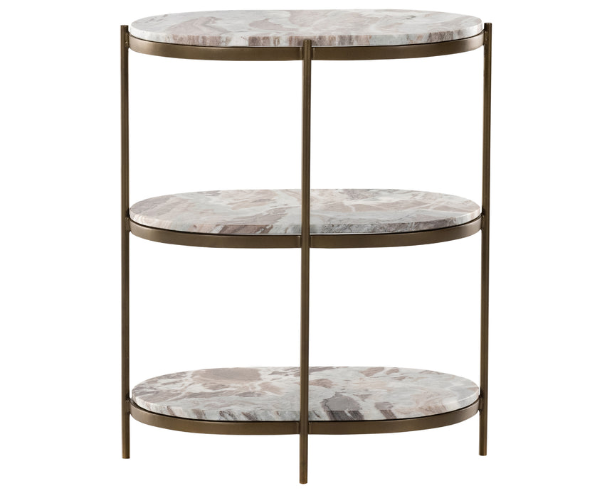 Canyon Marble with Antique Brass Iron | Felix Oval Nightstand | Valley Ridge Furniture