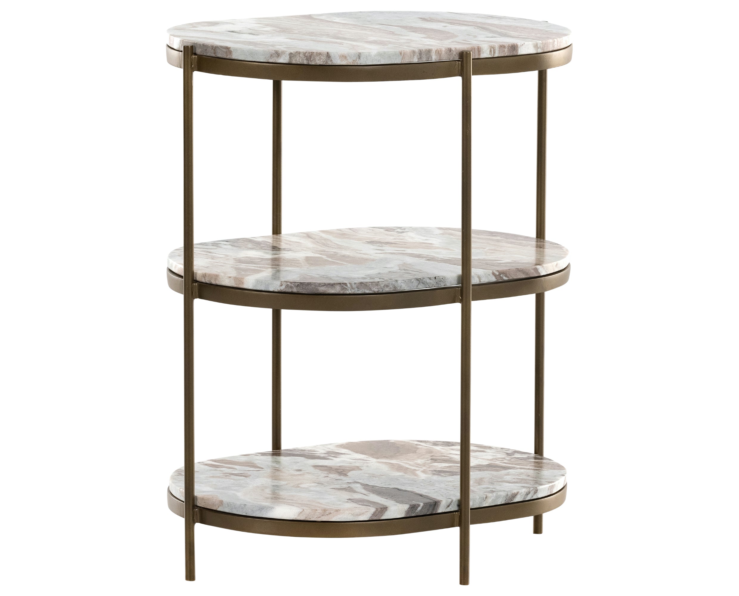 Canyon Marble with Antique Brass Iron | Felix Oval Nightstand | Valley Ridge Furniture