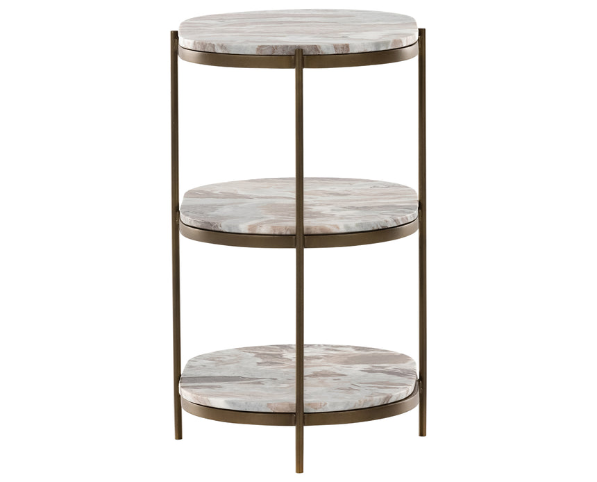 Canyon Marble with Antique Brass Iron | Felix Oval Nightstand | Valley Ridge Furniture