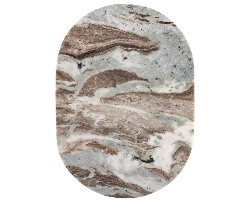 Canyon Marble with Antique Brass Iron | Felix Oval Nightstand | Valley Ridge Furniture