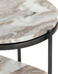 Canyon Marble with Hammered Grey Iron w/Clear Powder Coat | Felix Oval Nightstand | Valley Ridge Furniture