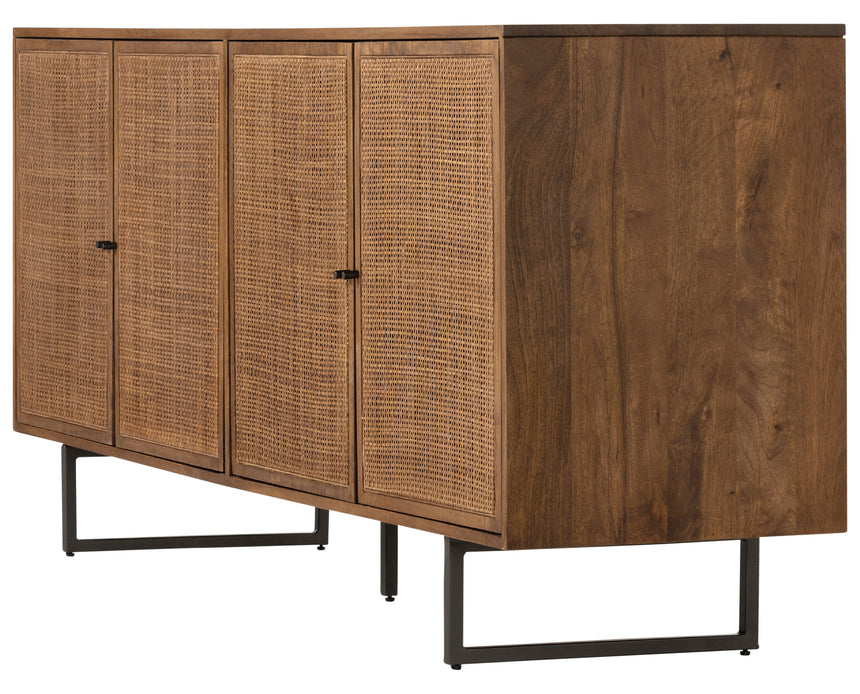 Brown Wash Mango & Brown Cane with Charcoal Grey Iron | Carmel Sideboard | Valley Ridge Furniture