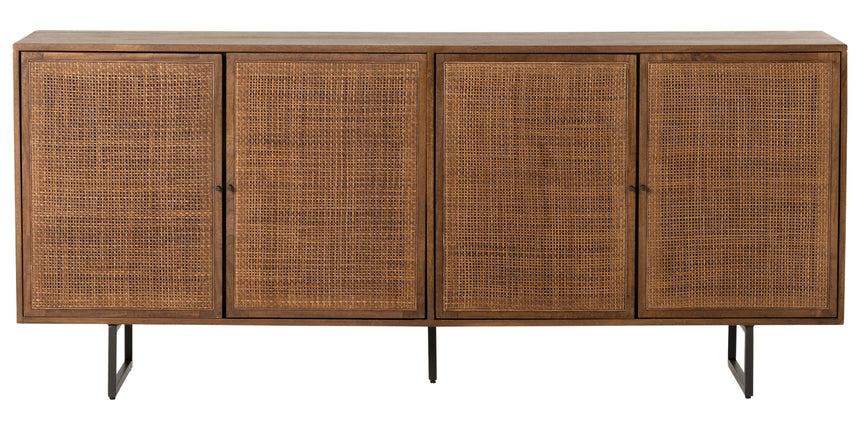 Brown Wash Mango & Brown Cane with Charcoal Grey Iron | Carmel Sideboard | Valley Ridge Furniture