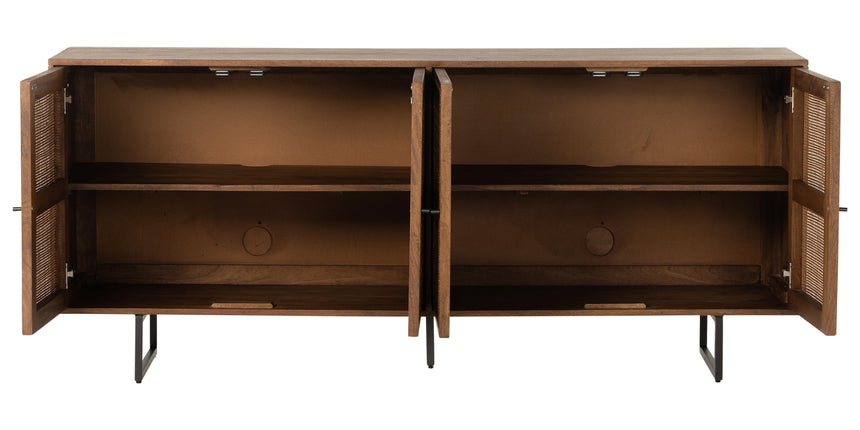 Brown Wash Mango & Brown Cane with Charcoal Grey Iron | Carmel Sideboard | Valley Ridge Furniture