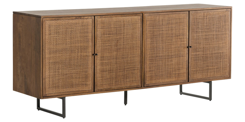 Brown Wash Mango & Brown Cane with Charcoal Grey Iron | Carmel Sideboard | Valley Ridge Furniture