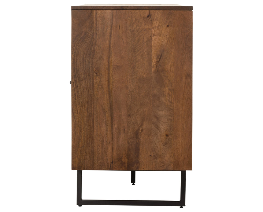 Brown Wash Mango & Brown Cane with Charcoal Grey Iron | Carmel Sideboard | Valley Ridge Furniture