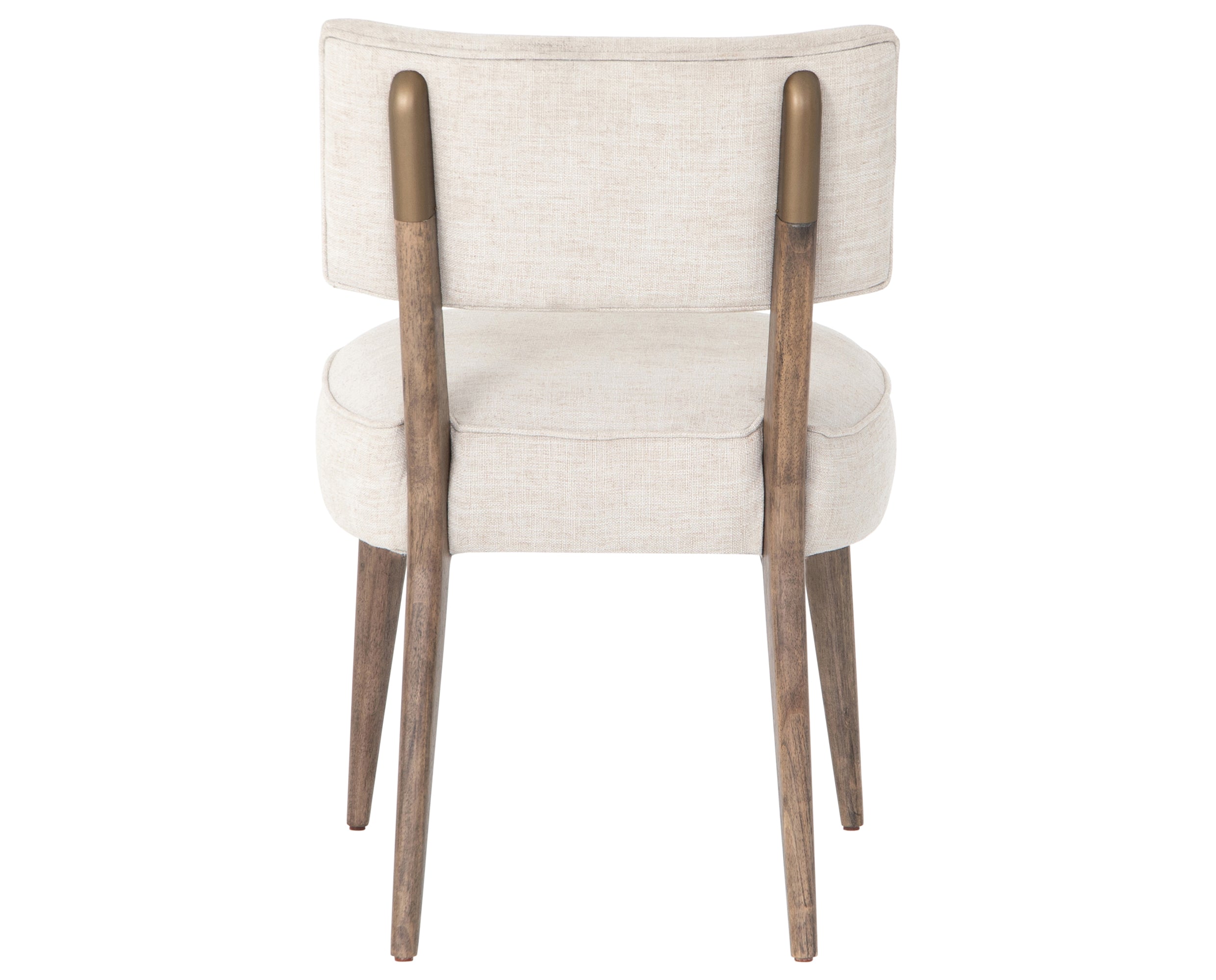 Cambric Ivory Fabric &amp; Heirloom Greywash Parawood with Vintage Brass Iron | Orville Dining Chair | Valley Ridge Furniture
