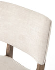 Cambric Ivory Fabric & Heirloom Greywash Parawood with Vintage Brass Iron | Orville Dining Chair | Valley Ridge Furniture