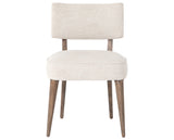 Cambric Ivory Fabric & Heirloom Greywash Parawood with Vintage Brass Iron | Orville Dining Chair | Valley Ridge Furniture