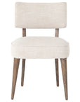 Cambric Ivory Fabric & Heirloom Greywash Parawood with Vintage Brass Iron | Orville Dining Chair | Valley Ridge Furniture