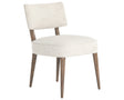 Cambric Ivory Fabric & Heirloom Greywash Parawood with Vintage Brass Iron | Orville Dining Chair | Valley Ridge Furniture