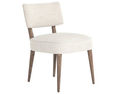 Cambric Ivory Fabric & Heirloom Greywash Parawood with Vintage Brass Iron | Orville Dining Chair | Valley Ridge Furniture