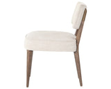 Cambric Ivory Fabric & Heirloom Greywash Parawood with Vintage Brass Iron | Orville Dining Chair | Valley Ridge Furniture