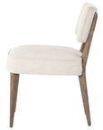 Cambric Ivory Fabric & Heirloom Greywash Parawood with Vintage Brass Iron | Orville Dining Chair | Valley Ridge Furniture