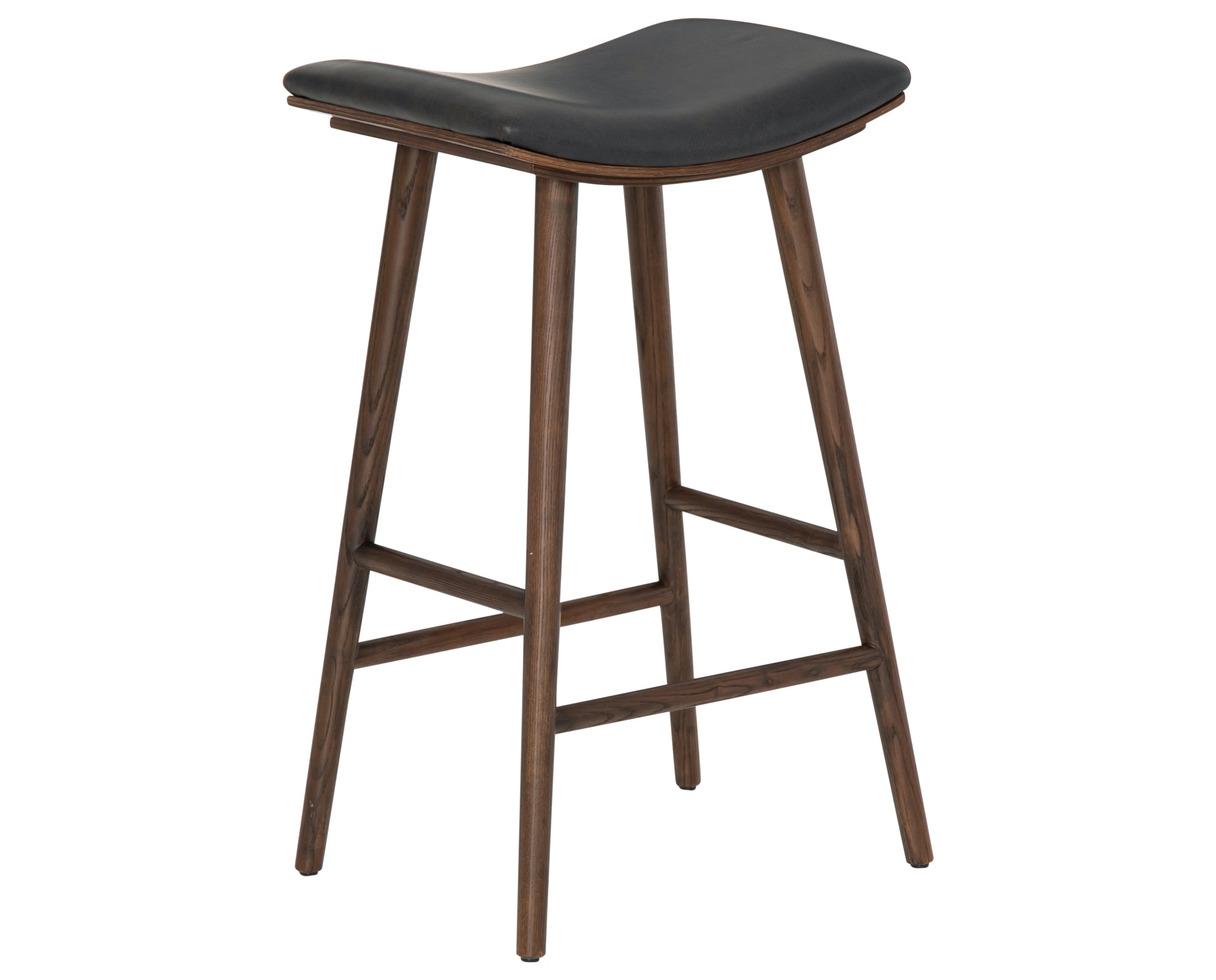 Distressed Black Faux Leather with Warm Parawood (Bar Height) | Union Bar/Counter Stool | Valley Ridge Furniture